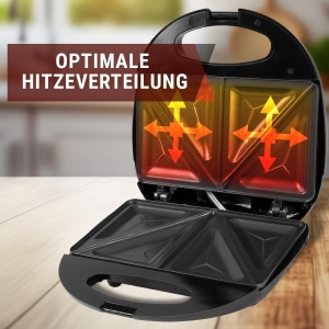 Sandwich Maker Clatronic(r) cu panouri sandwich triunghiulare | Prajitor de paine sandwich cu regulator automat de temperatura si acoperire antiaderenta | Sandwich Maker cu sistem de blocare | ST 3477 negru - Img 3