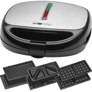 Sandwich Maker Clatronic STWA 3670, 3 in 1, 800W, Negru-Inox