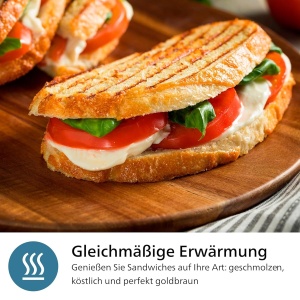 Sandwichmaker Philips 5000-Serie HD235080, 750W, 3 in 1, Negru - Img 4