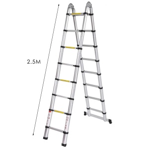 Scara telescopica de 5 m Scara extensibila din aluminiu de inalta calitate Scara din aluminiu Scara din aluminiu Design telescopic cu scara multifunctionala incarcabila pana la 150 kg (5 m 2,5 + 2,5) - Img 6