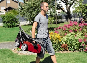 Scarificator-aerator electric Einhell GE-SA 1435 (1400W, latime de lucru de 35 cm, adancime de lucru de pana la 3-9 mm, inaltime reglabila 1400W) ghidon, geanta de colectare 28L, incl. rola ventilator) - Img 5