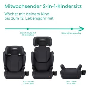 Scaun auto Bebeconfort Ride 2-in-1 i-Safe, 3-12 ani, 100-150 cm, negru - Img 2