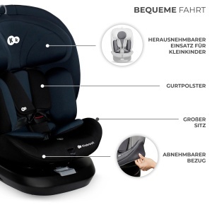Scaun auto Kinderkraft I-GROW 0-36 kg, I-SIZE, 360 grade, Graphit - Img 8