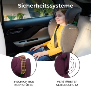 Scaun auto Kinderkraft JUNIOR FIX2 i-Size, 15-36 kg, Isofix, reglabil, culoare burgundy - Img 4