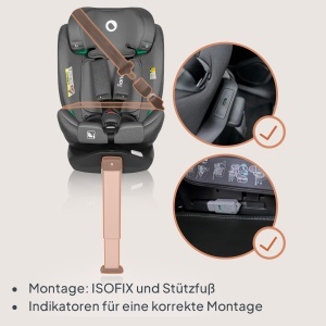 Scaun Auto LIONELO BRAAM i-Size 360 Rotativ pentru Copii 0-36kg, ISOFIX, Ajustabil - Img 6