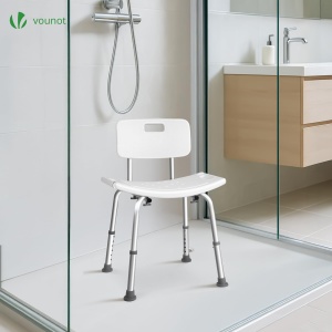 Scaun de dus VOUNOT cu spatar, inaltime reglabila 70-83cm, alb, suport dus - Img 2