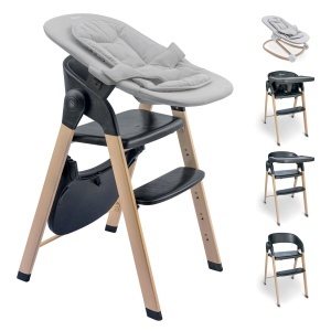 Scaun de masa babyGO Levels Newborn, ajustabil, pliabil, negru