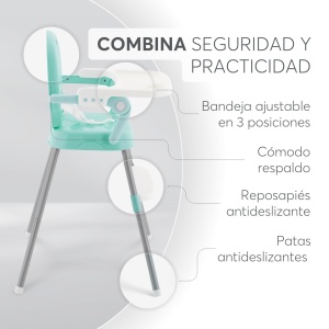 Scaun de masa copii KikkaBoo Spoony 3in1 reglabil pliabil verde menta - Img 9