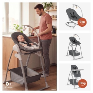 Scaun de masa hauck Sit N Relax 3in1, Gri Inchis, cu suport pentru nou-nascuti, pliabil - Img 3
