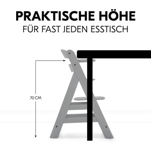 Scaun din lemn pentru copii Hauck Alpha Grey ajustabil cu accesorii incluse - Img 3