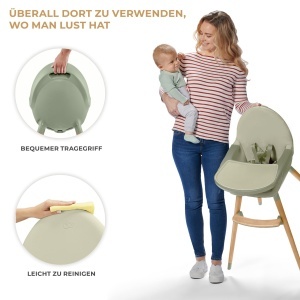 Scaun inalt Kinderkraft FINI2 2 in 1 Scaun inalt Scaun pentru copii Scaun inalt Combi Picioare din lemn Centuri de siguranta Suport pentru picioare Ta - Img 7