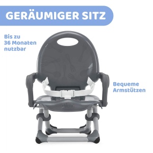 Scaun pentru copii Chicco Pocket Snack, 6-36 luni, 15 kg, gri inchis, portabil si ajustabil - Img 4