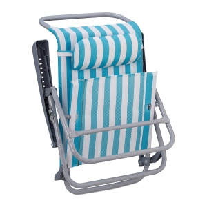 Scaun pliabil Relaxdays, 8 pozitii, cu perna pentru gat, albastruwhite - Img 6