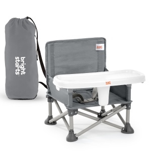 Scaun portabil pentru copii Bright Starts Pop N Sit, gri, 3 moduri, 6 luni - 3 ani