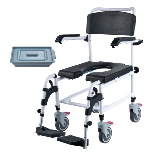 Scaun toaleta si dus VEVOR FBL735200, 158.8 kg capacitate, inaltime reglabila, roti blocabile