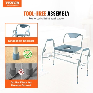 Scaun toaleta VEVOR FBL740135, 453,6 kg capacitate, inaltime ajustabila 50-62 cm - Img 8