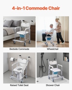 Scaun toaleta VEVOR FBL760637, capacitate 159 kg, cu roti si suport picioare - Img 2