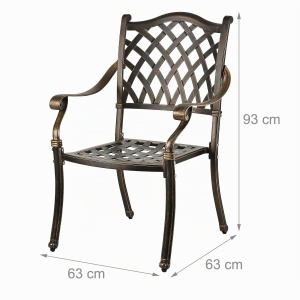 Scaune de gradina Relaxdays, set 2 bucati, metal, antice, negrubronze - Img 4