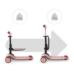 Scooter echilibrat Kinderkraft Halley 2 in 1, cu roti LED, roz, pliabil - Img 5