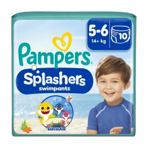 Scutece de inot Pampers Splashers Baby Shark, 10 buc, 5-6 ani, 14 kg