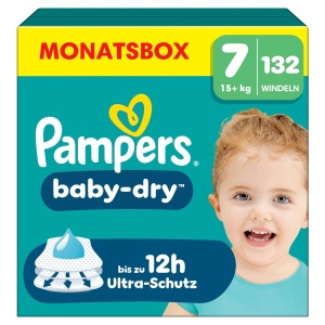 Scutece Pampers Baby-Dry Marimea 7, 132 bucati, 15kg, 100 protectie impotriva scurgerilor