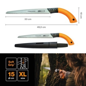 Sega manuala Fiskars SW84 pentru lemn proaspat, lama 33 cm, negruportocalie - Img 2