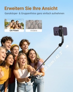 Selfie Stick GRIFEMA cu LED, 107cm, 3 Modi de Lumina, Compatibil cu iPhone si Android - Img 4