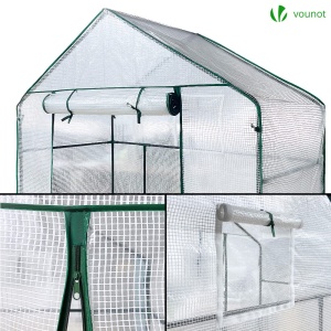 Sera de gradina VOUNOT, begehbar, 4 rafturi, 143x73x195 cm, alba - Img 5