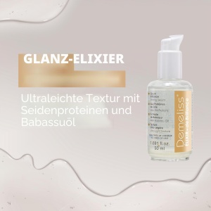 Serum pentru par Demeliss Brillanz-Elixier 50 ml - Seidenproteine, Babassu-Ol, Anti-Frizz - Img 7