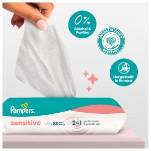 Servetele umede Pampers Sensitive, 15 pachete x 80 servetele, 2-in-1, fara alcool si parfum - Img 4