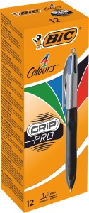 Set 12 Pixuri BIC 4 Culori Grip Pro, 0.4mm, GriNegru - Img 2