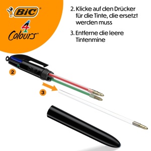 Set 12 Stilouri BIC 4 Culori Pro, Negru, Reumplibile, Ideal pentru Birou si Scoala - Img 6