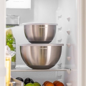 Set 2 Boluri de Mixare KitchenAid din Otel Inoxidabil, 1.4L si 2.8L, cu Capac - Img 5