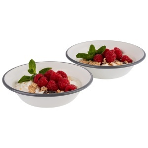 Set 2 Boluri Emaillate APS 98669, 16,5 cm, Culoare Creme cu Marginile Gri - Img 4