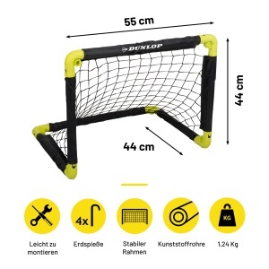 Set 2 Porti de Fotbal Faltabile Dunlop 50 x 44 x 44 cm, NegruGalben - Img 2