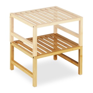 Set 2 Rafturi din Bambus Relaxdays, Dimensiuni 20x35,5x30,5 cm, Design Natural - Img 6