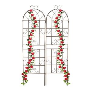 Set 2 Suporturi pentru Plante Relaxdays, 179x52 cm, Metal, Culoare Maro