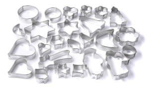 Set 25 forme de taiat pentru prajituri Zenker, diverse modele, din metal, argintii