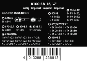 Set 28 Piese Chei cu Piston Wera 05005542001, 14, Zollige Dimensiuni - Img 2