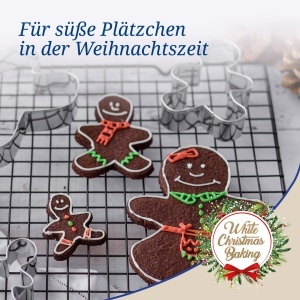 Set 3 forme prajituri Dr Oetker White Christmas Baking din inox model Lebkuchenmann - Img 4