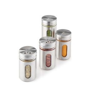 Set 3 recipiente pentru condimente Metaltex, 100ml, inox, sticla - Img 3