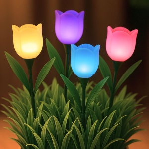 Set 4 Solarleuchte Beper P207ILO105, tulipen, IP44, culoare variata