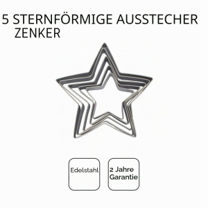 Set 5 forme de taiat in forma de stea Zenker, otel inoxidabil, 6-12 cm - Img 4