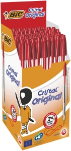 Set 50 Pixuri BIC Cristal Original, Culoare Rosie, Strichstarke 0,4 mm