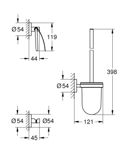 Set accesorii baie GROHE Start 3in1, negru, cu suport pentru hartie si perie - Img 2