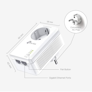 Set adaptoare TP-Link Powerline TL-PA7027P KIT (cu priza, 2x port Gigabit, Plug & Play, compatibil cu toate adaptoarele Powerline HomePlug AV/AV2, fara WLAN) - Img 2