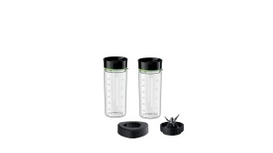 Set Braun Smoothie2Go Set BRSK002 accesorii pentru mixer cu suport pentru smoothie-uri si bauturi compatibile cu PowerBlend 9, fara BPA, poate fi spalat in masina de spalat vase, negru