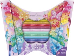 Set cadou Faber-Castell Schmetterling Sparkle, 20 creioane colorate, ergonomic - Img 1