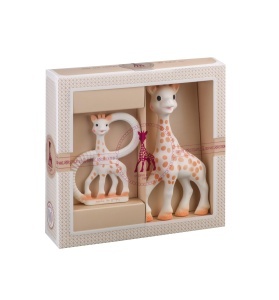 Set cadou jucarie Sophie la Girafe si inel dentitie, cauciuc natural, pentru nou-nascuti