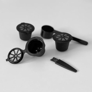 Set capsule reutilizabile Fackelmann 42235 accesorii pentru cafea negru 3 capsule lingurita si perie - Img 4